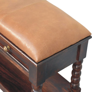Spindle Winewood Leather Bench Bench
