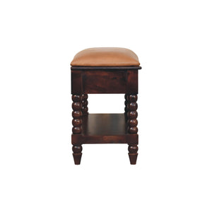 Spindle Winewood Leather Bench Bench
