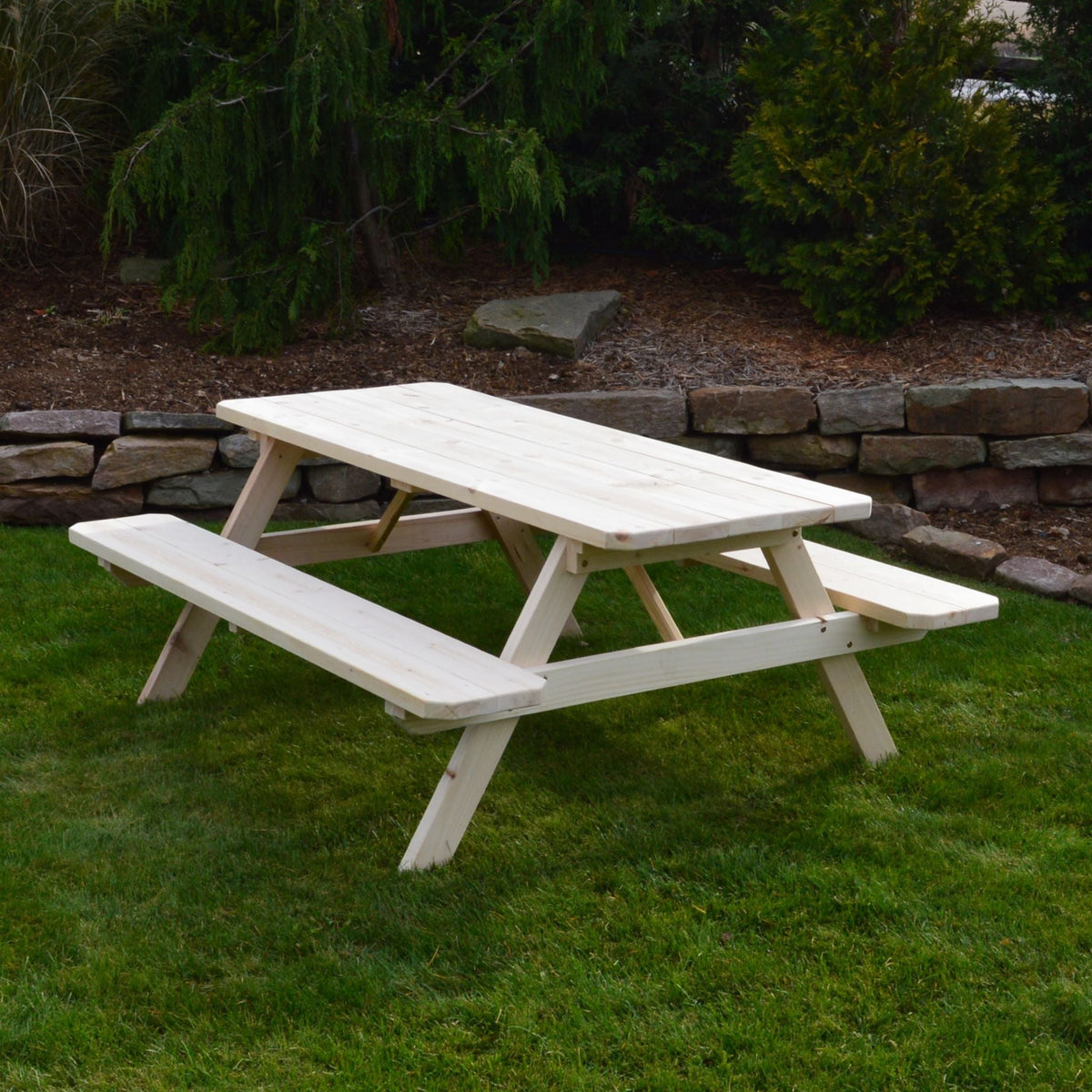 Spruce Economy Picnic Table with Attached Benches Size 6ft and 8ft Picnic Table
