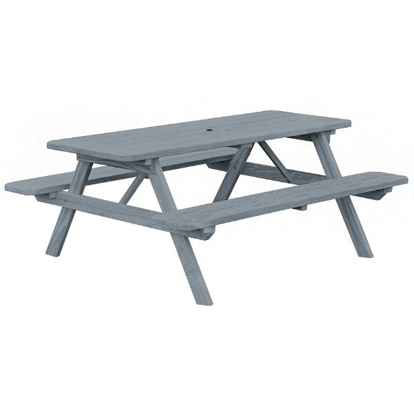 Spruce Economy Picnic Table with Attached Benches Size 6ft and 8ft Picnic Table 6ft / Gray Stain / Include Standard Size Umbrella Hole