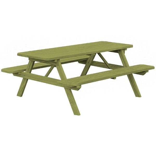 Spruce Economy Picnic Table with Attached Benches Size 6ft and 8ft Picnic Table 6ft / Linden Leaf Stain / Without Umbrella Hole