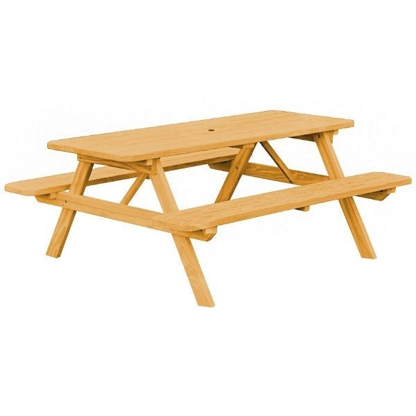 Spruce Economy Picnic Table with Attached Benches Size 6ft and 8ft Picnic Table 6ft / Natural Stain / Include Standard Size Umbrella Hole