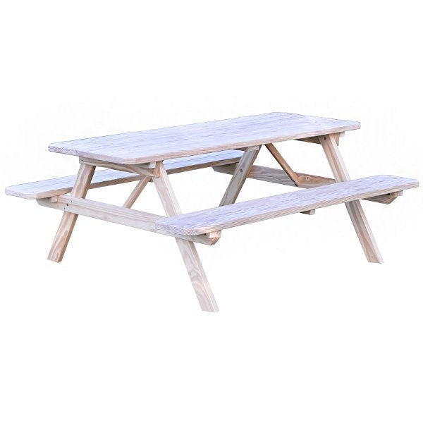 Spruce Economy Picnic Table with Attached Benches Size 6ft and 8ft Picnic Table 6ft / Unfinished / Without Umbrella Hole