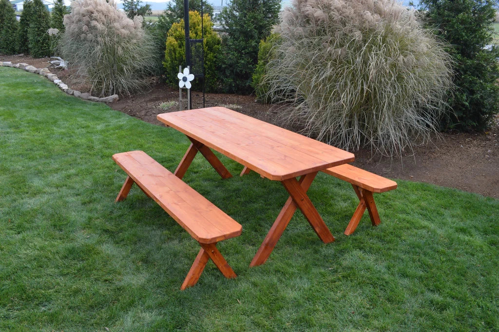 Spruce Furniture Cross Leg Table with 2 Benches  4ft, 5ft, 6ft and 8ft Bench