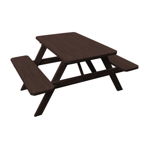 Spruce Picnic Table with Attached Benches Picnic Table 4ft / Walnut Stain / Without Umbrella Hole
