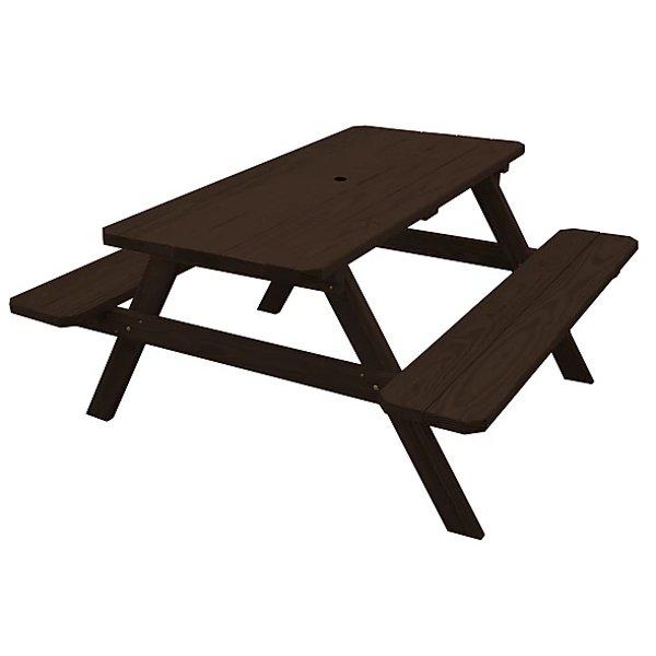 Spruce Picnic Table with Attached Benches Picnic Table 5ft / Walnut Stain / Include Standard Size Umbrella Hole