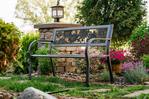 Two-Tone Tube Steel Sunflower Bench - The Charming Bench Company
