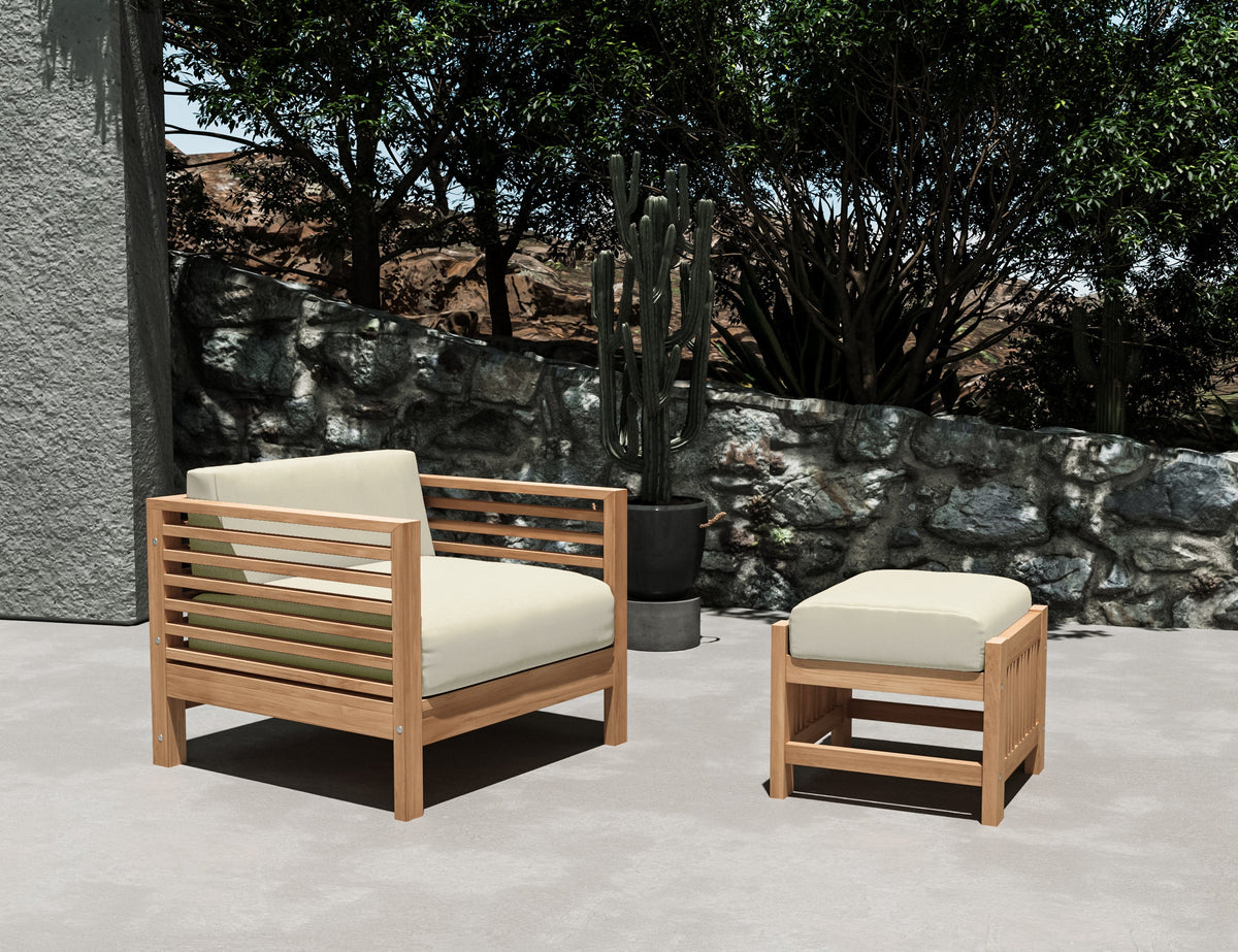 Sylvie 2-piece Teak Outdoor Lounge Set with Sunbrella Canvas Cushions Outdoor Lounge Set