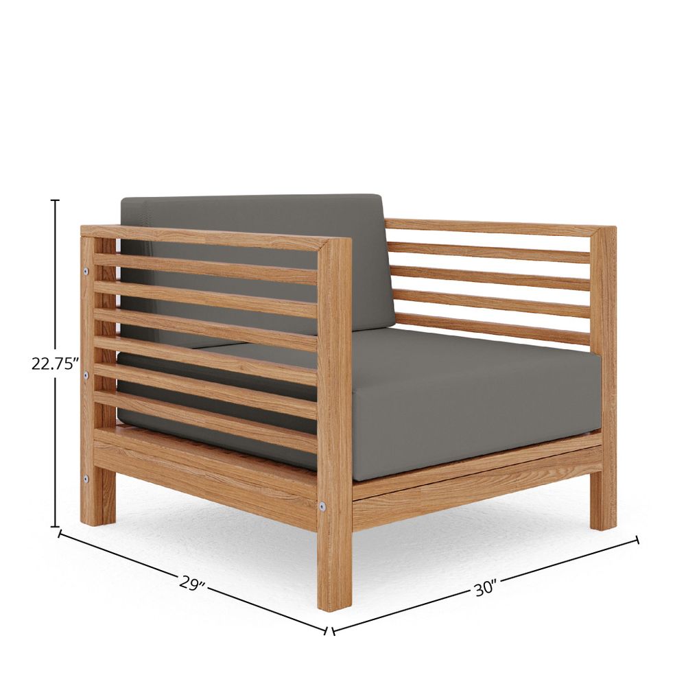 Sylvie 2-piece Teak Outdoor Lounge Set with Sunbrella Charcoal Cushions Outdoor Lounge Set