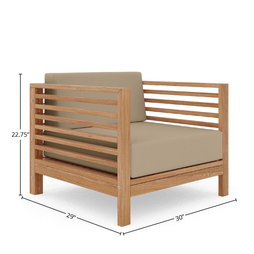 Sylvie 2-piece Teak Outdoor Lounge Set with Sunbrella Fawn Cushions Outdoor Lounge Set