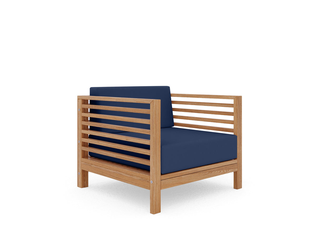 Sylvie 2-piece Teak Outdoor Lounge Set with Sunbrella Navy Cushions Outdoor Lounge Set