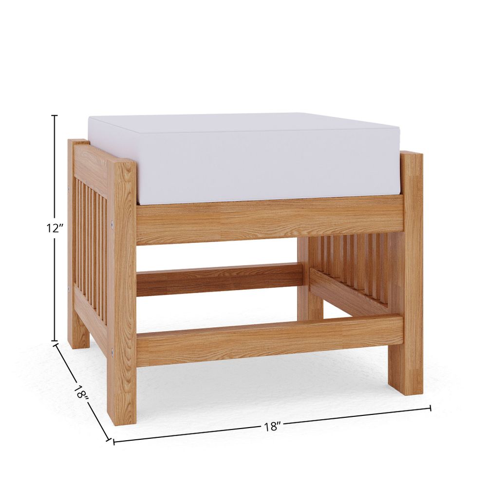 Sylvie 2-piece Teak Outdoor Lounge Set with Sunbrella White Cushions Outdoor Lounge Set