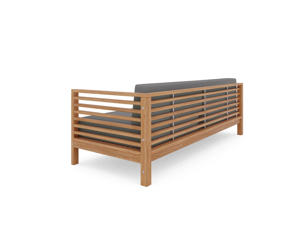 Sylvie 3-Person Teak Outdoor Sofa with Sunbrella Charcoal Cushions Outdoor Chair