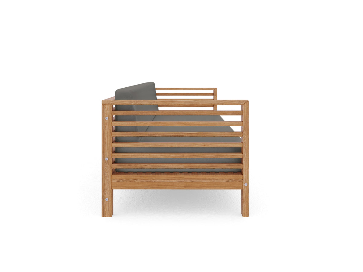 Sylvie 3-Person Teak Outdoor Sofa with Sunbrella Charcoal Cushions Outdoor Chair