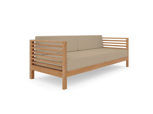 Sylvie 3-Person Teak Outdoor Sofa with Sunbrella Fawn Cushions Outdoor Chair