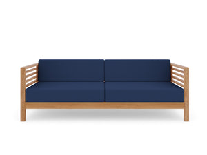 Sylvie 3-Person Teak Outdoor Sofa with Sunbrella Navy Cushions Outdoor Chair