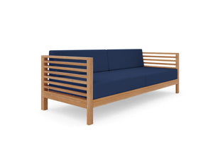 Sylvie 3-Person Teak Outdoor Sofa with Sunbrella Navy Cushions Outdoor Chair