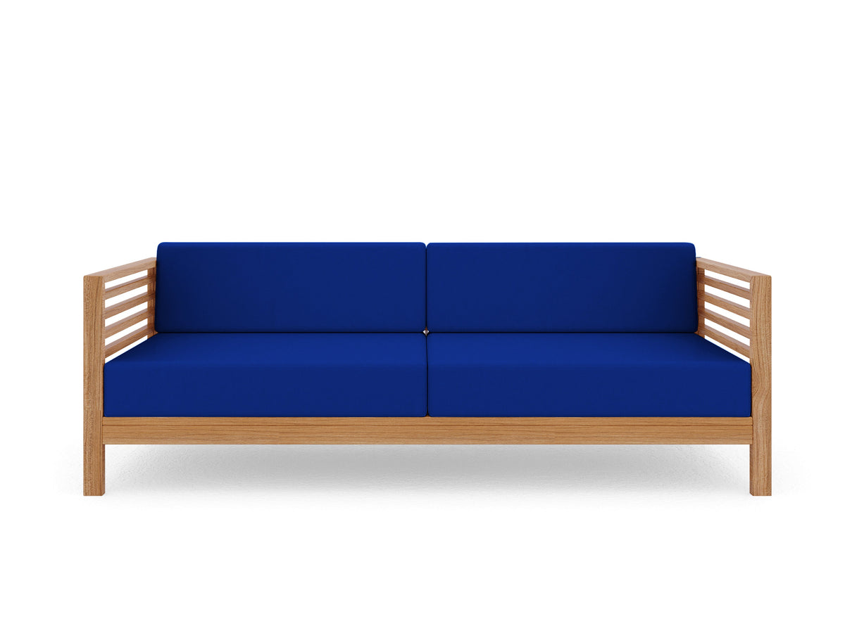 Sylvie 3-Person Teak Outdoor Sofa with Sunbrella True Blue Cushions Outdoor Chair
