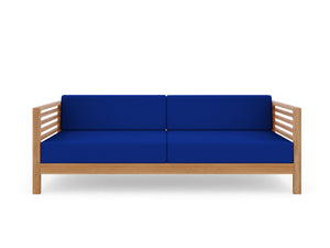 Sylvie 3-Person Teak Outdoor Sofa with Sunbrella True Blue Cushions Outdoor Chair