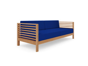 Sylvie 3-Person Teak Outdoor Sofa with Sunbrella True Blue Cushions Outdoor Chair