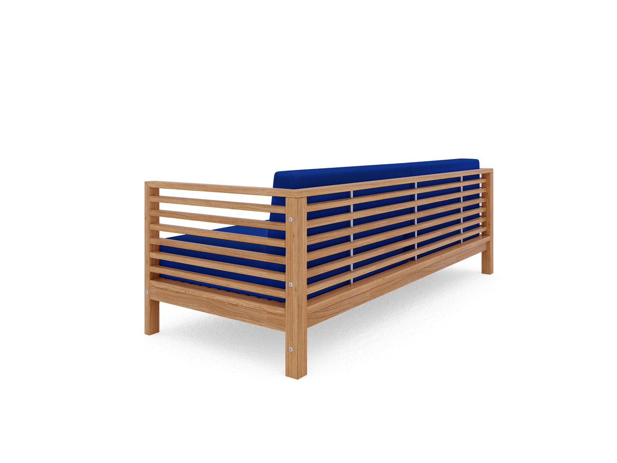 Sylvie 3-Person Teak Outdoor Sofa with Sunbrella True Blue Cushions Outdoor Chair