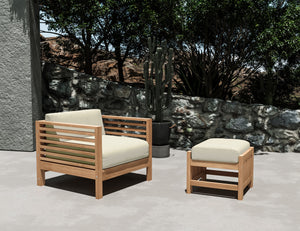 Sylvie 5-Piece Teak Outdoor Patio Deep Seating Set with Subrella Charcoal Cushions Outdoor deep seating