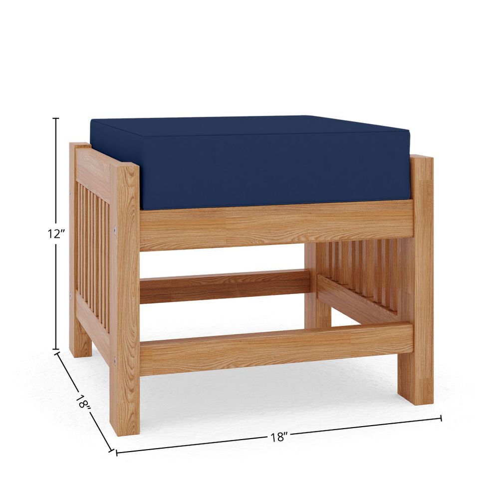 Sylvie 5-Piece Teak Outdoor Patio Deep Seating Set with Subrella Navy Cushions Outdoor deep seating