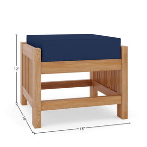 Sylvie 5-Piece Teak Outdoor Patio Deep Seating Set with Subrella Navy Cushions Outdoor deep seating