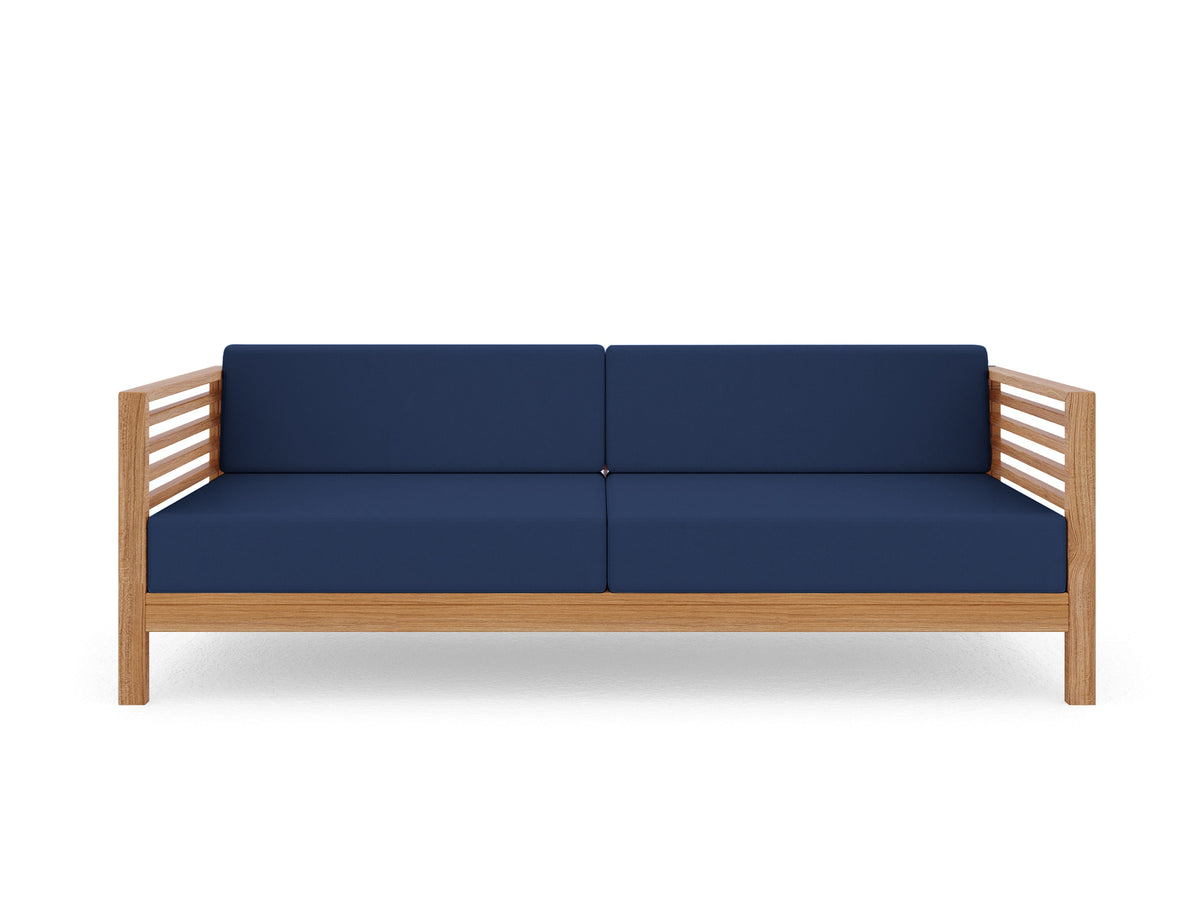 Sylvie 5-Piece Teak Outdoor Patio Deep Seating Set with Subrella Navy Cushions Outdoor deep seating