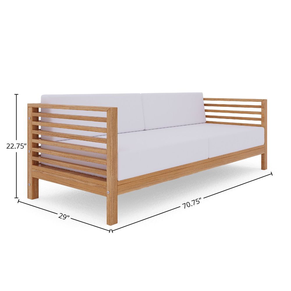 Sylvie 5-Piece Teak Outdoor Patio Deep Seating Set with Subrella White Cushions Outdoor deep seating