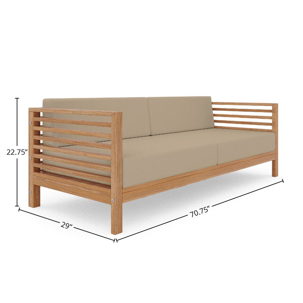 Sylvie 5-Piece Teak Outdoor Patio Deep Seating Set with Sunbrella Fawn Cushions Outdoor deep seating