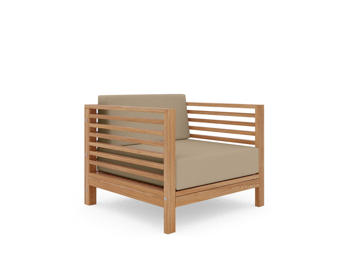Sylvie 5-Piece Teak Outdoor Patio Deep Seating Set with Sunbrella Fawn Cushions Outdoor deep seating