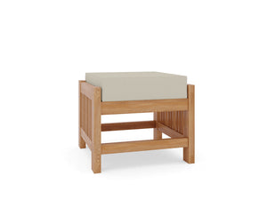 Sylvie Teak Outdoor Ottoman with Sunbrella Canvas Cushion Ottoman