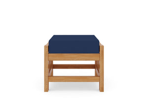 Sylvie Teak Outdoor Ottoman with Sunbrella Navy Cushion Ottoman