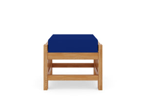 Sylvie Teak Outdoor Ottoman with Sunbrella True Blue Cushion Ottoman
