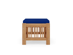 Sylvie Teak Outdoor Ottoman with Sunbrella True Blue Cushion Ottoman