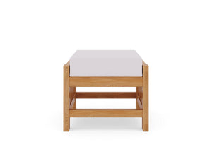 Sylvie Teak Outdoor Ottoman with Sunbrella White Cushion Ottoman