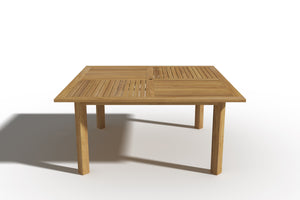 Theophile Square Teak Outdoor Dining Table with Umbrella Hole Outdoor Table