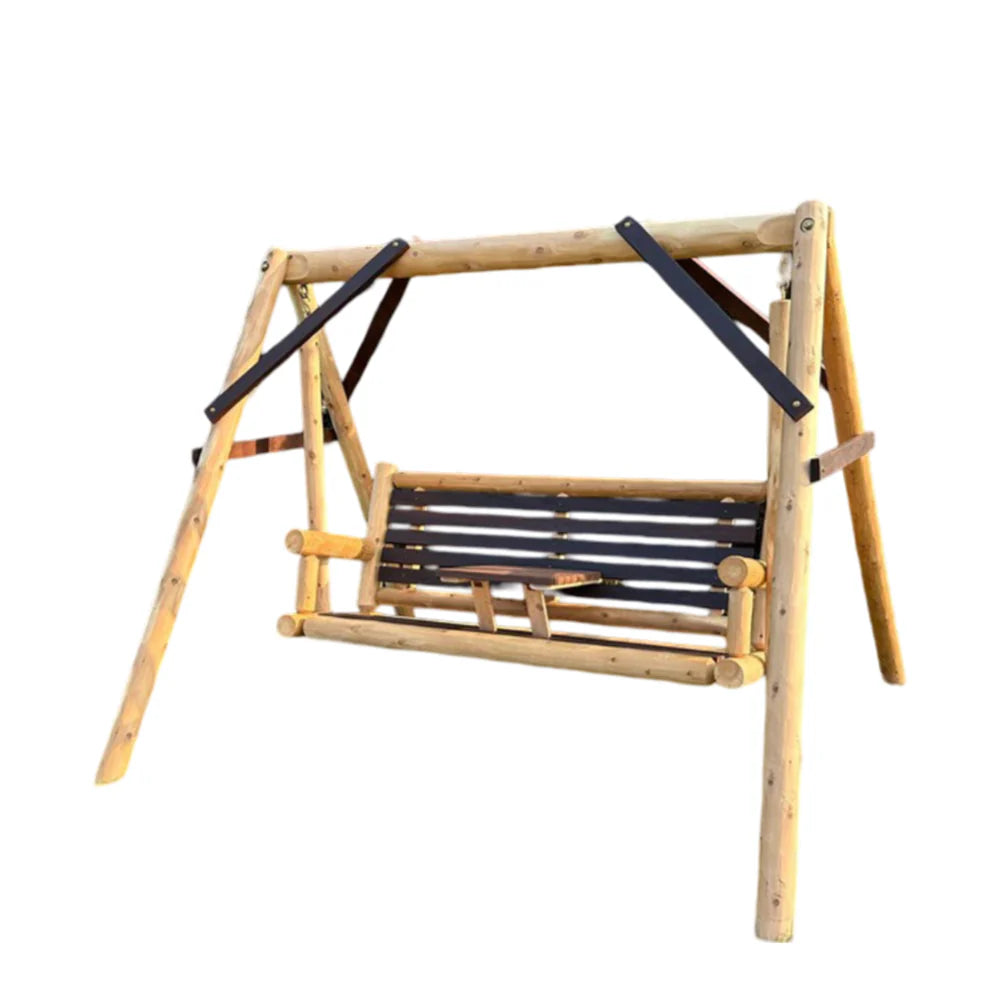 ThermaFusion Cedar Log Tete-A-Tete Yard Swing Lounge Chair