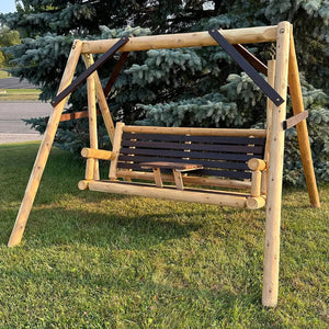 ThermaFusion Cedar Log Tete-A-Tete Yard Swing Lounge Chair