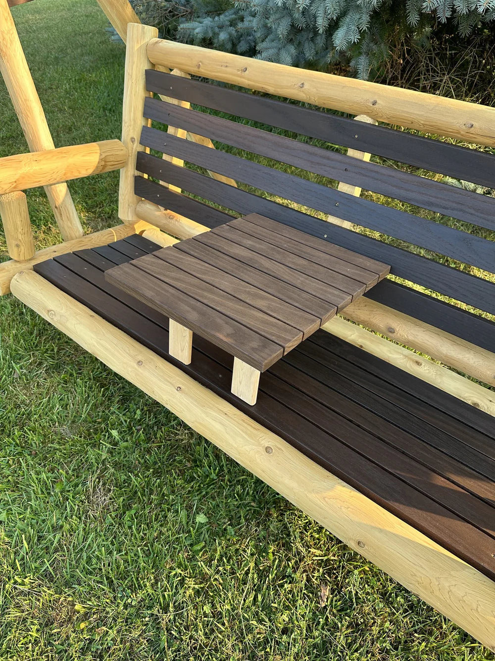 ThermaFusion Cedar Log Tete-A-Tete Yard Swing Lounge Chair