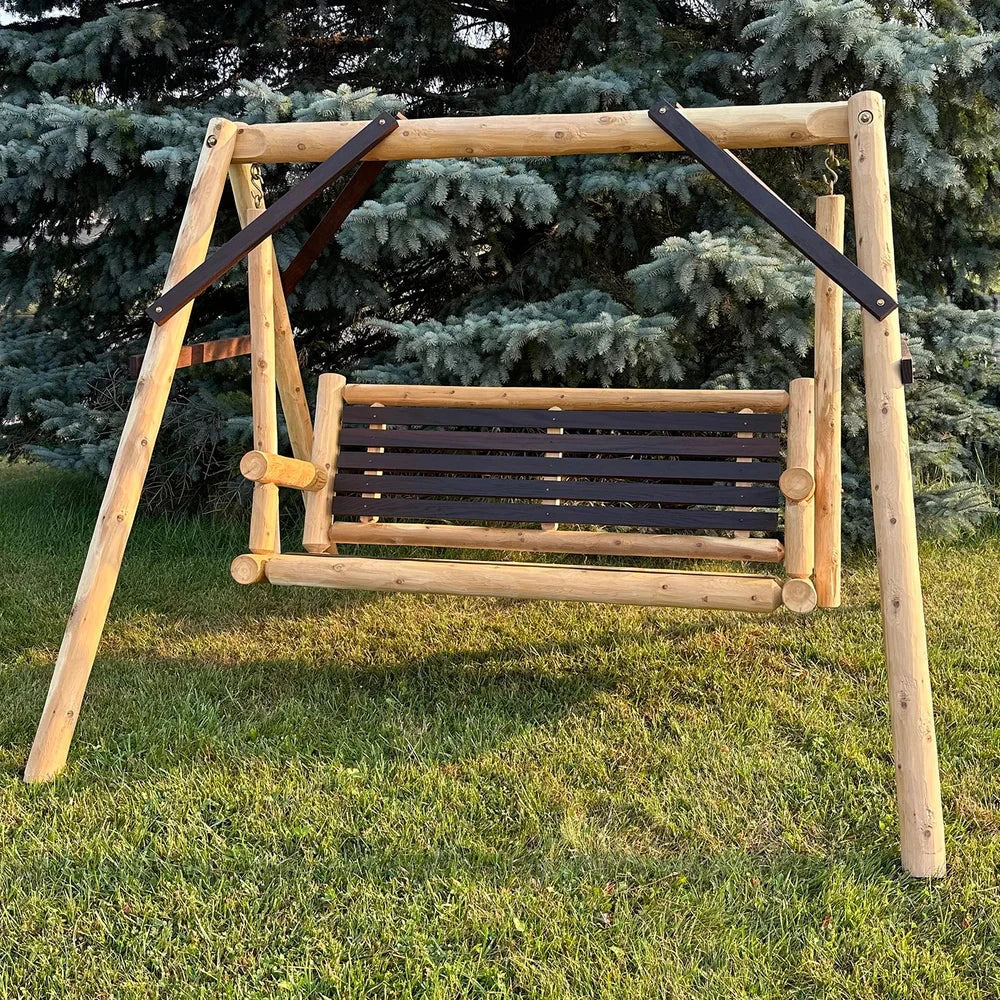ThermaFusion Cedar Log Yard Swing Lounge Chair