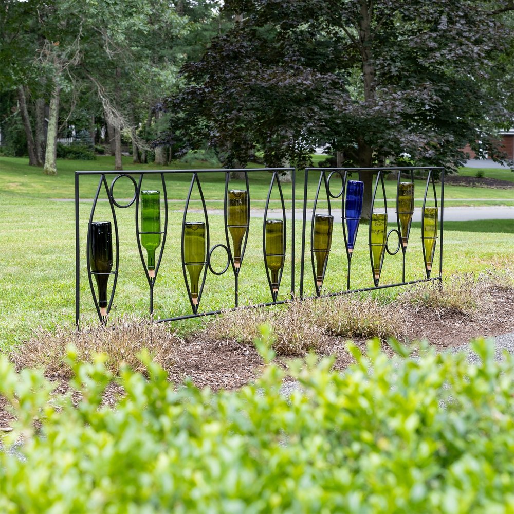 Vinifera Fence Sections – Pack of 2 - Elegant Wine Bottle Garden Border Fence Section
