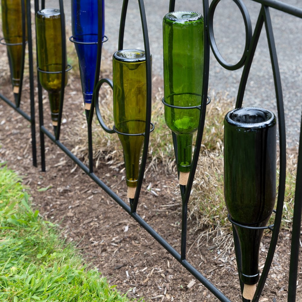 Vinifera Fence Sections – Pack of 2 - Elegant Wine Bottle Garden Border Fence Section