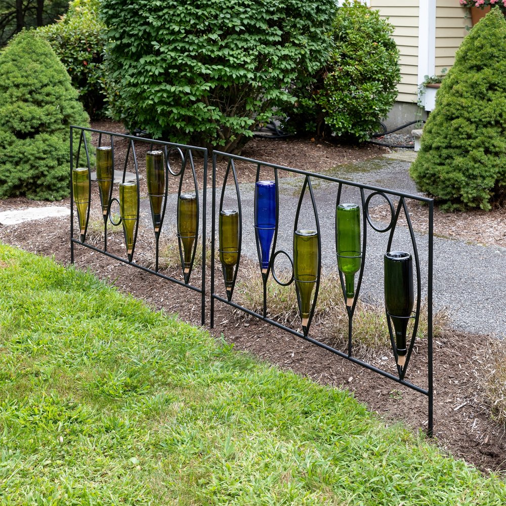Vinifera Fence Sections – Pack of 2 - Elegant Wine Bottle Garden Border Fence Section