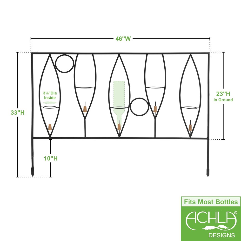 Vinifera Fence Sections – Pack of 2 - Elegant Wine Bottle Garden Border Fence Section