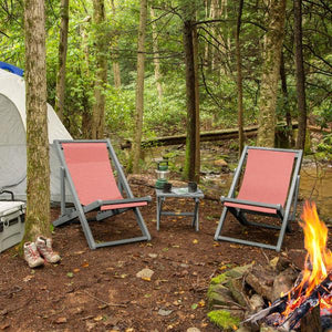 2 Arabella Folding Sling Chairs with Arabella Folding Side Table Chair & Side Table