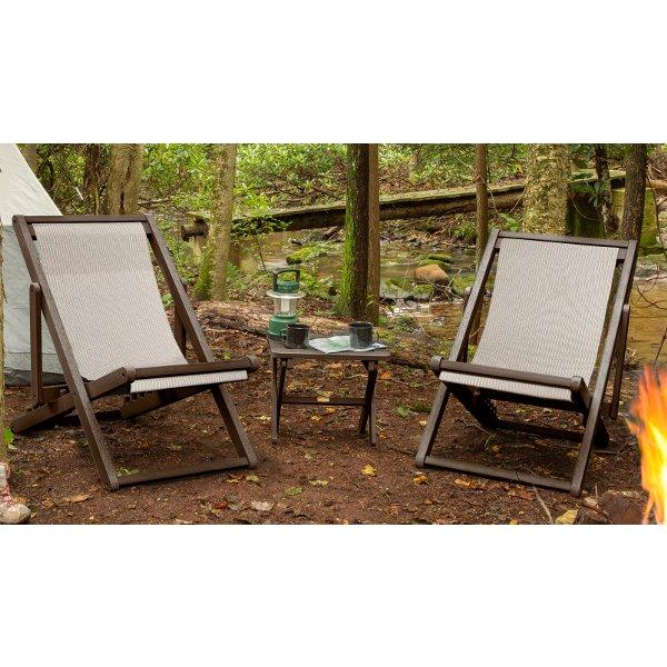 2 Arabella Folding Sling Chairs with Arabella Folding Side Table Chair &amp; Side Table