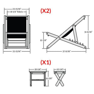 2 Arabella Folding Sling Chairs with Arabella Folding Side Table Chair & Side Table