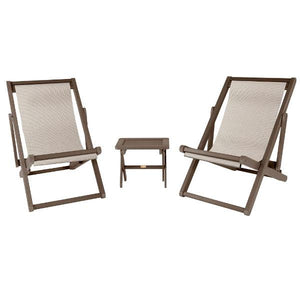 2 Arabella Folding Sling Chairs with Arabella Folding Side Table Chair & Side Table Bowie / Canyon (Brown)